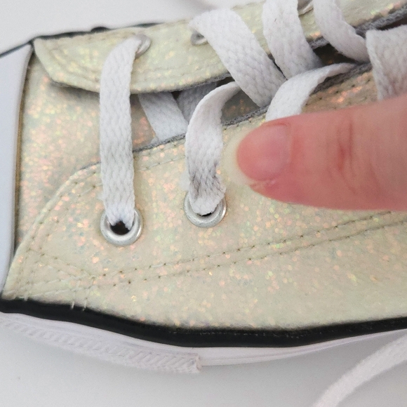 Converse All Star Ivory Iridescent Rainbow Glitter Sneakers- Children Girl's - Picture 7 of 8
